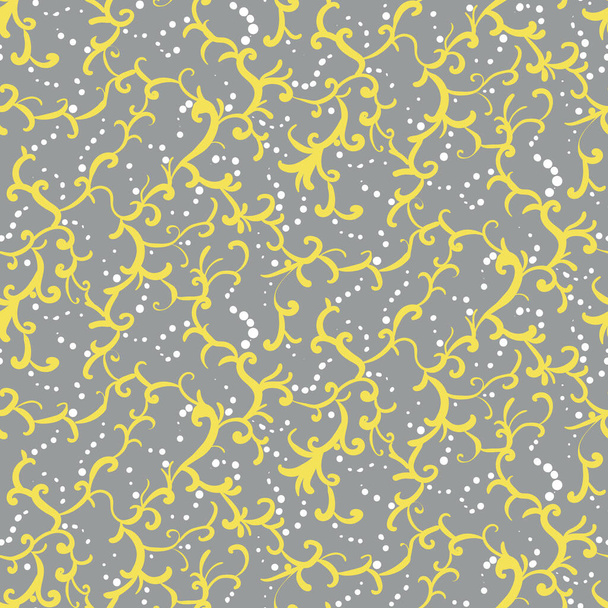szürke és sárga botanikai varrat nélküli vektorminta - Vektor, kép