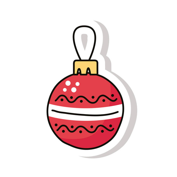 happy merry christmas ball sticker icon - Vector, Image