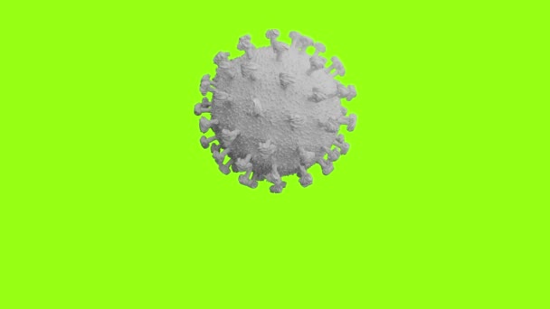 O coronavírus Covid-2019 voa para a tela aumenta com o borrão de movimento no fundo de cor cromado e desintegrado.O conceito de destruir a ilustração 3D do coronavírus  - Filmagem, Vídeo