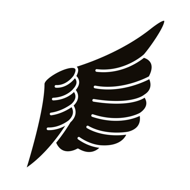 szárnyas madár nyitott sziluett stílus - Vektor, kép