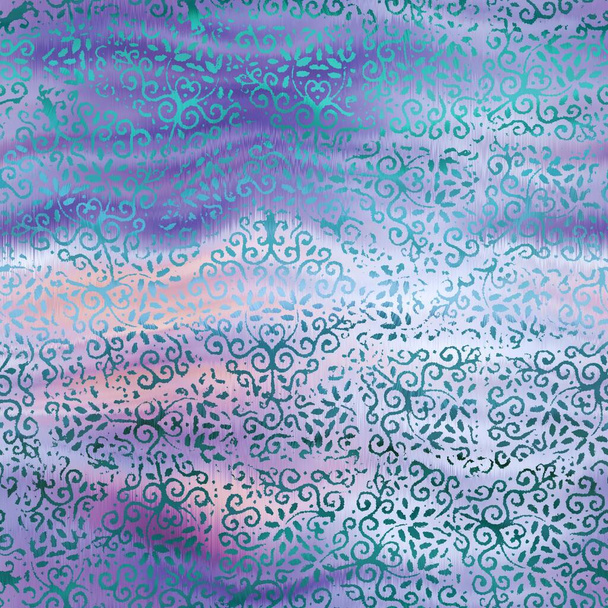 Shiny damask pattern on wavy satin like material - Photo, Image