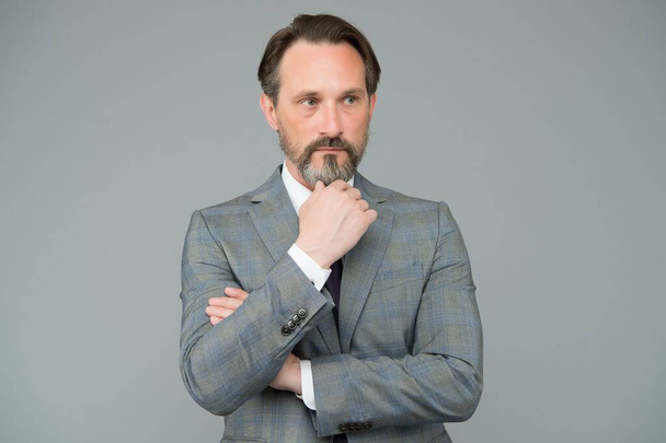 mature businessman with beard and moustache wear stylish formal suit, modern life - Foto, Imagem