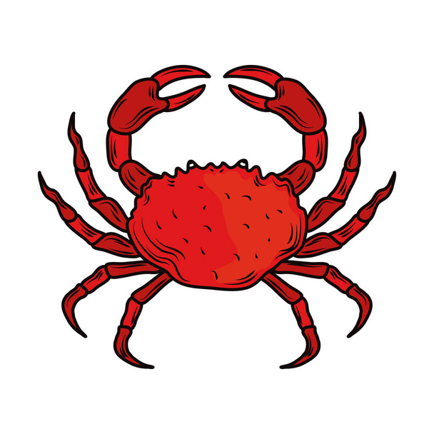 Meeresfrüchte Krabben Menü Gourmet frisch Symbol isoliert Bild - Vektor, Bild