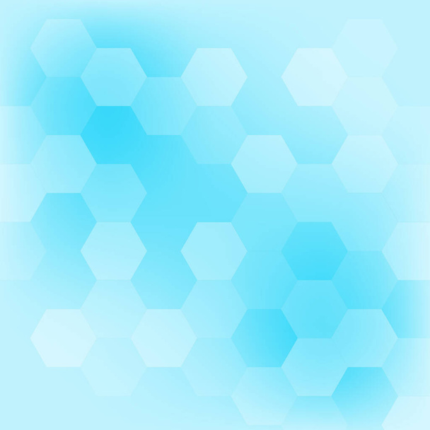 Hexagons of different sizes on a blue background - Vector illustration - Vetor, Imagem