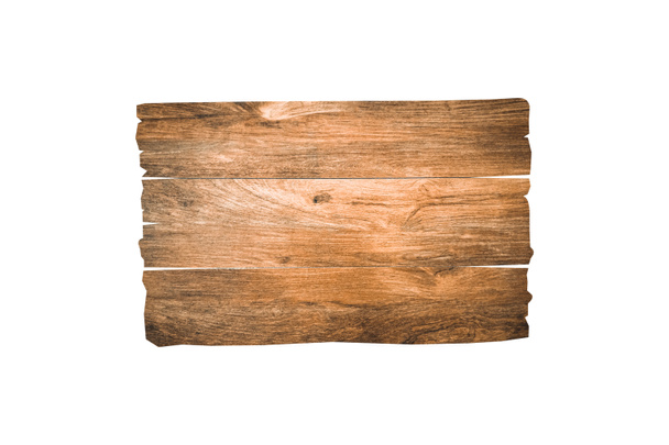 Único letrero de madera aislado sobre fondo blanco con camino de recorte para el diseño  - Foto, imagen