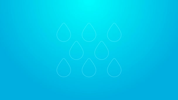 Pink line Water drop icon isolated on blue background. 4K Video motion graphic animation - Footage, Video
