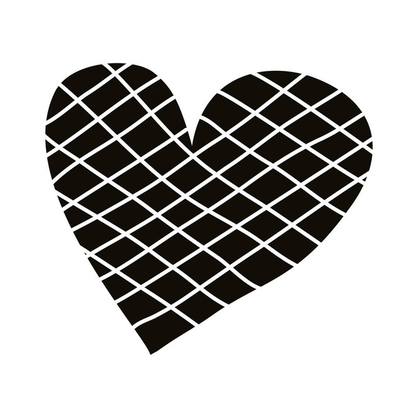 serce miłość romantyczny w kratkę sylwetka styl ikona - Wektor, obraz
