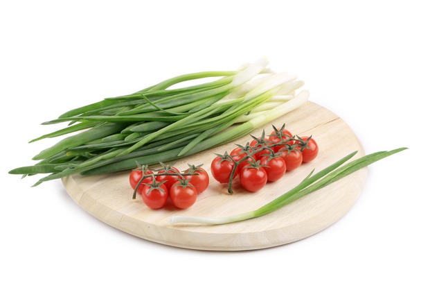 Onions and cherry tomatoes. - Foto, Bild