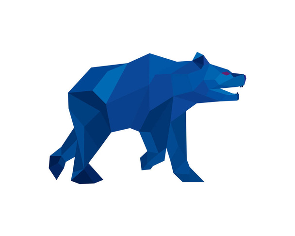 Walking Bear with Angry Gesture Polygonal Illustration Vector - Vector, Image
