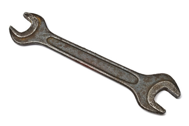 Старий гайковий ключ ізольовано на білому
 - Фото, зображення