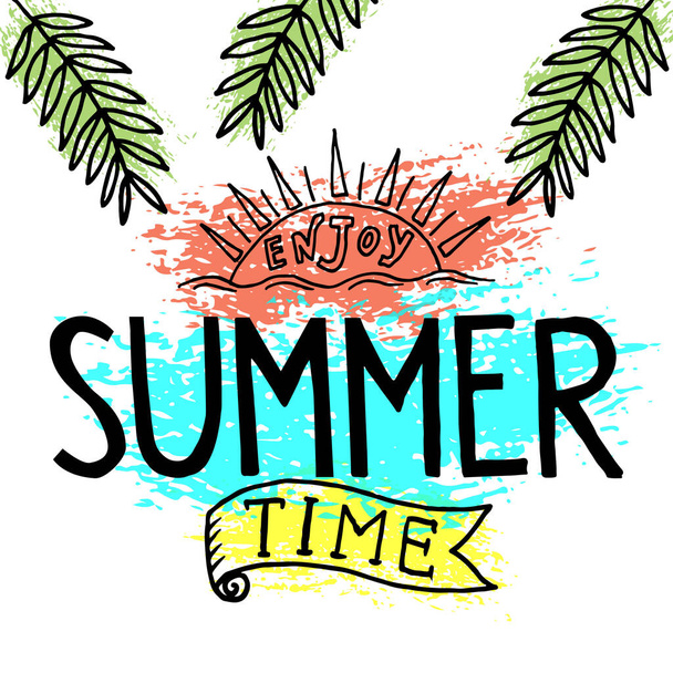 Enjoy Summer Time lettering - Vektör, Görsel