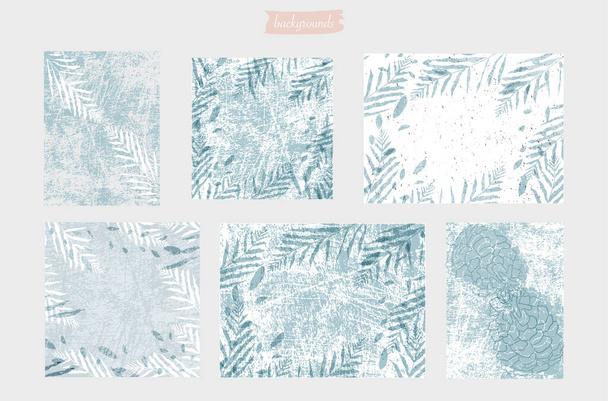 abstract pastel blue patina textured backgrounds set - Vector, Image