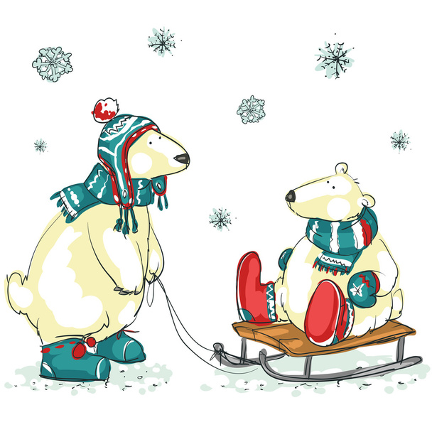 Polar bears, Christmas - Vector, Image