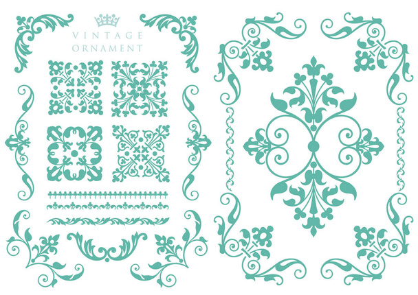 vintage floral ornament. decorative vector frames and borders. - Vector, Image