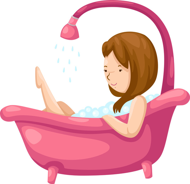 Nainen kylpee kylpyammeessa
 - Vektori, kuva