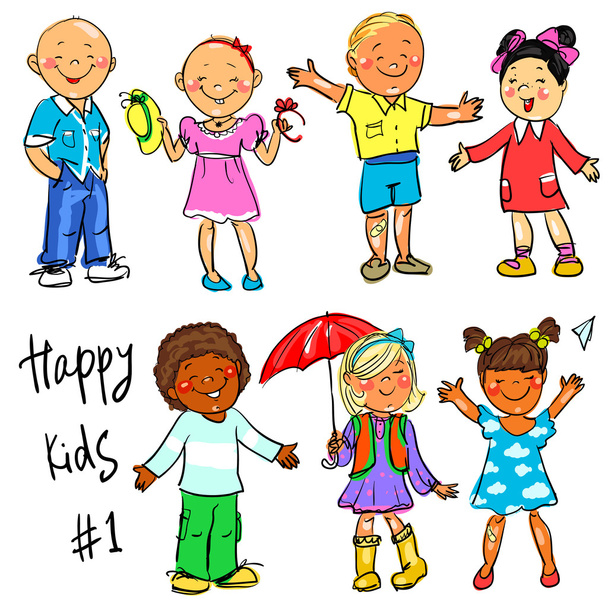 Niños felices - Vector, imagen