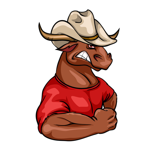 Bull maskotti, joukkueen logo
 - Vektori, kuva