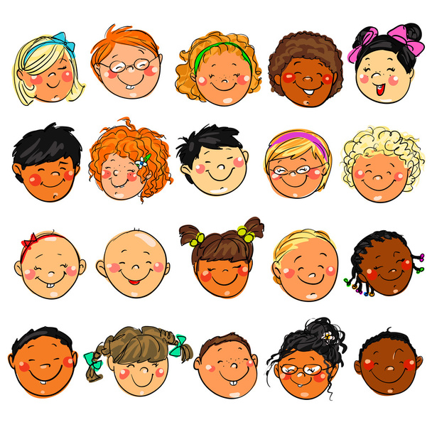Kids Faces - Vector, Image