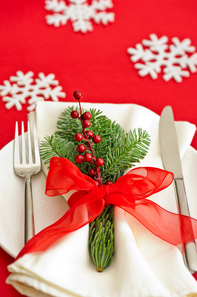 Χριστουγεννιάτικο δείπνο τραπέζι ρύθμιση - Φωτογραφία, εικόνα