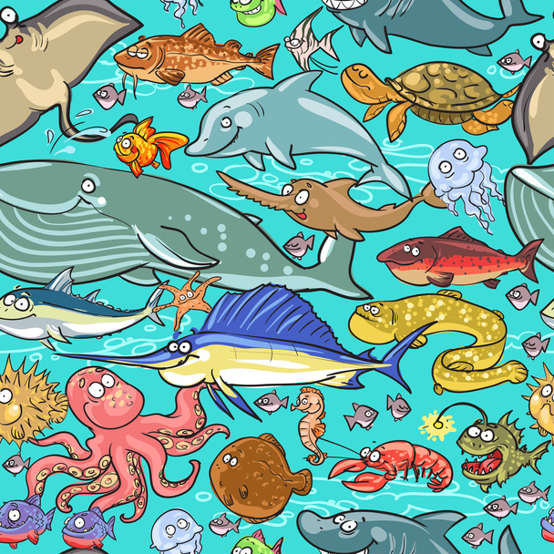 Patrón de animales marinos y fluviales
 - Vector, Imagen