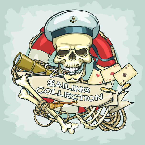 Sailor skull logo - Vector, Image