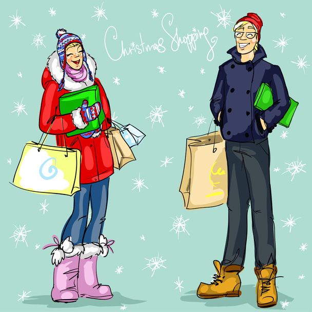 Χριστουγεννιάτικα ψώνια - Διάνυσμα, εικόνα