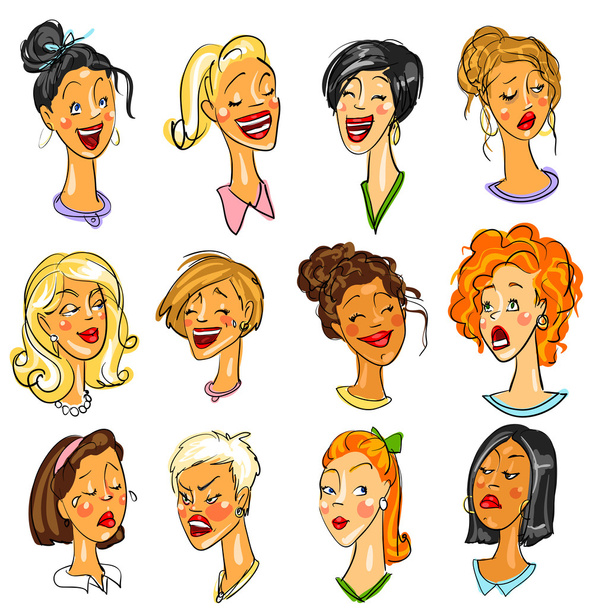 Rostros femeninos - Expresiones
 - Vector, imagen