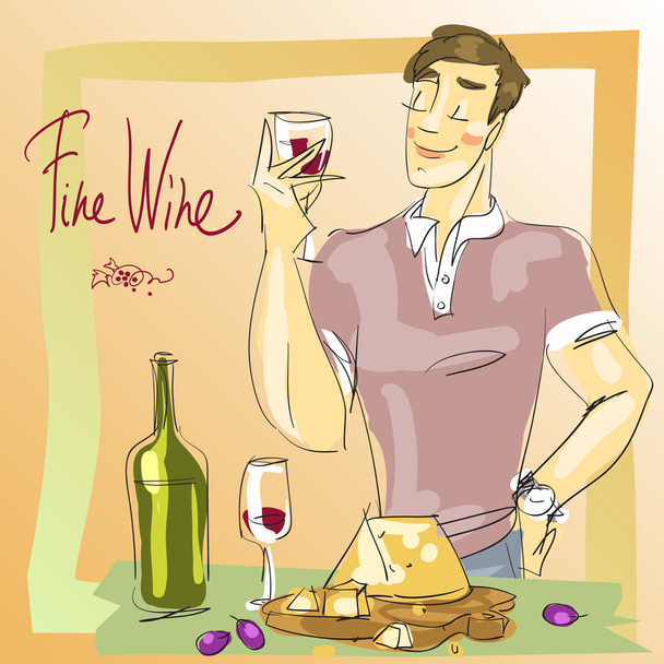 ワインの試飲の男 - ベクター画像