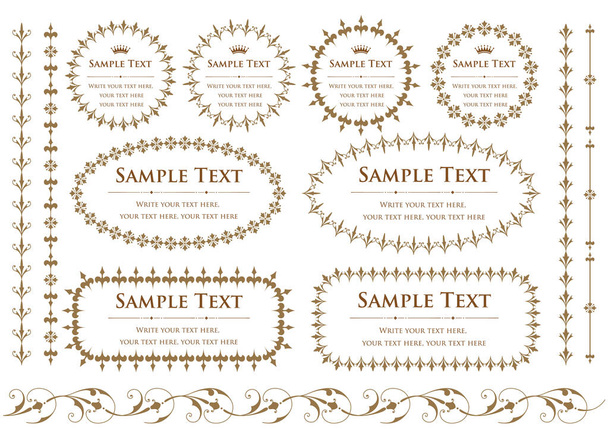 set of decorative design elements. floral frames. - Vector, Image