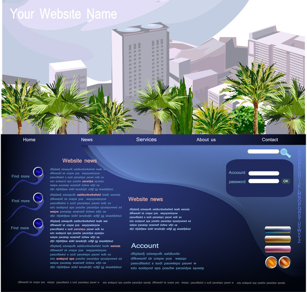 Modelo de página da Web, Viajar para o conceito do lado do mar
 - Vetor, Imagem