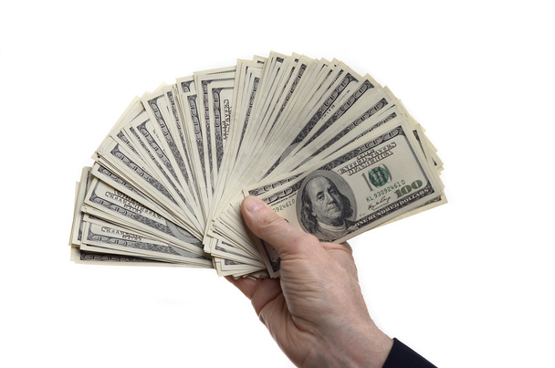 Money in hand isolated on white background - Photo, Image