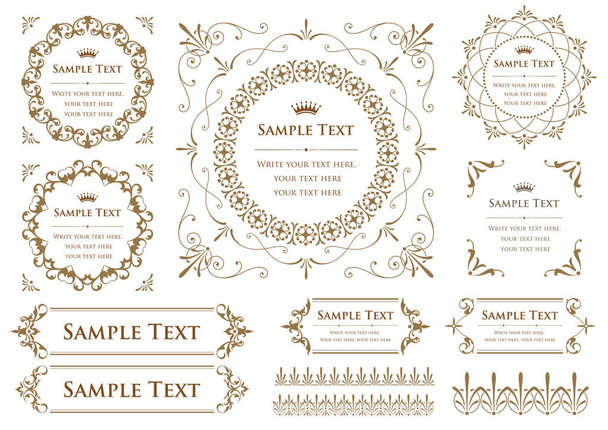set of decorative design elements. floral frames. - Διάνυσμα, εικόνα