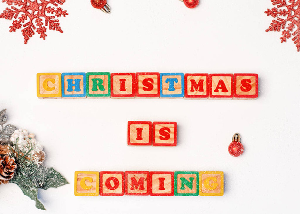 Christmas background with snowflakes and decoration - Valokuva, kuva