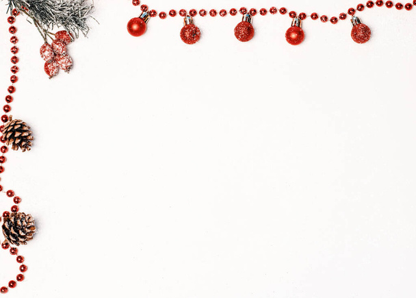 Boże Narodzenie tło z płatków śniegu i dekoracji - Zdjęcie, obraz