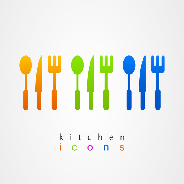 Kitchenware icône fourchette couteau cuillère menu web
 - Vecteur, image