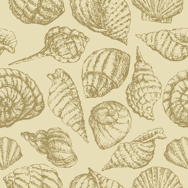 Background with seashells - Διάνυσμα, εικόνα