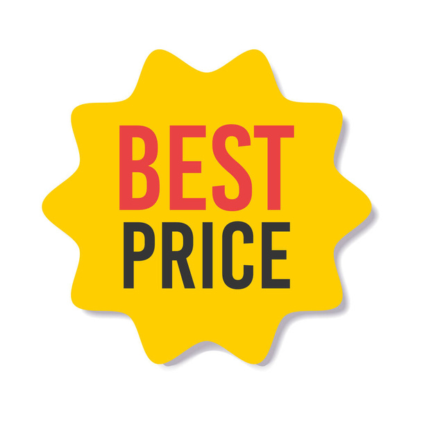 Yellow sale starburst sticker - star edge round label and badge with best offer and discount signs. Sale and special price yellow button and sticker for promotion pricetag. - Vektör, Görsel