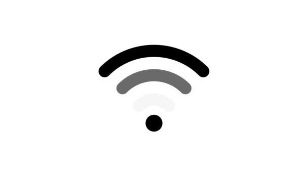 WiFi, иконки, флешки, видео 4k анимация. Дизайн движения символов Wi-Fi для веб-дизайна, мобильных приложений, ui design. Беспроводная технология концепции, знак. Минимальные кадры. Отснятый материал - Кадры, видео