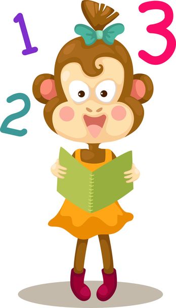 Monkey reading a book - Vector, Image