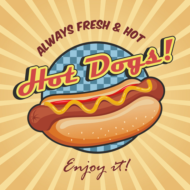 amerikanische Hot Dog Plakatvorlage - Vektor, Bild