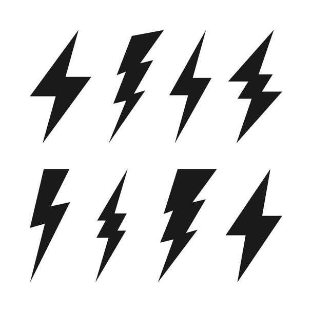 Lightning bolt icons collection. Flash symbol, thunderbolt. Simple lightning strike sign. Vector illustration. - Vector, Image