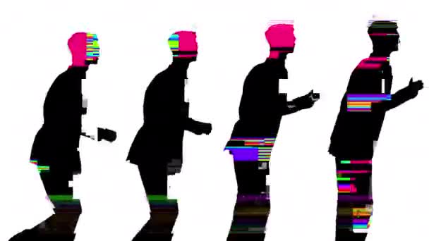 Silhouetted zakenman loopt tegen witte achtergrond - Video