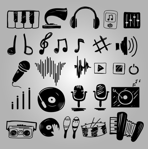 Conjunto de ícones de música
 - Vetor, Imagem