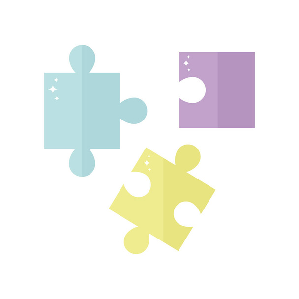 кусочки головоломки фиолетового, желтого и синего цвета - Вектор,изображение
