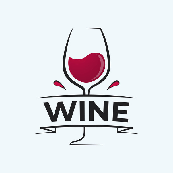 Wine logo with wine glass on white background - Вектор, зображення