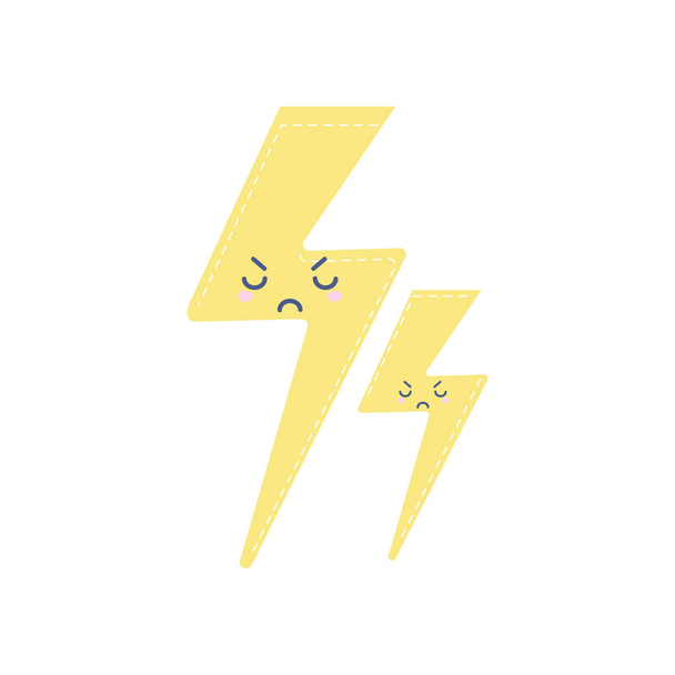 weather icon of an group of angry thunders - Vector, Image