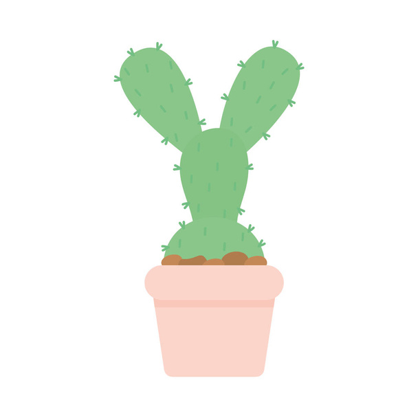 kaktusy w zielonym kolorze i na doniczce na białym tle - Wektor, obraz