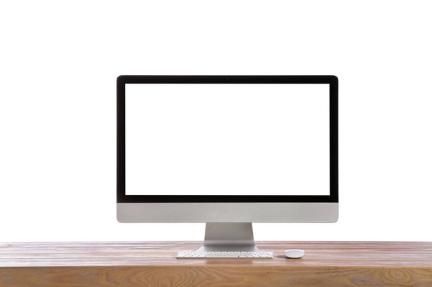 Computer moderno con schermo vuoto sul tavolo - Foto, immagini