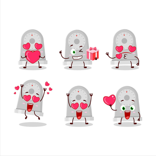 Time kitchen cartoon character with love cute emoticon. Vector illustration - Vector, Imagen