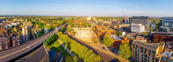 Αεροφωτογραφία του Hammersmith το πρωί, Λονδίνο, Ηνωμένο Βασίλειο - Φωτογραφία, εικόνα